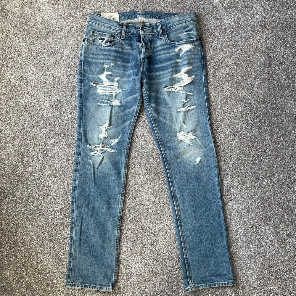 Hollister mens distressed skinny jeans